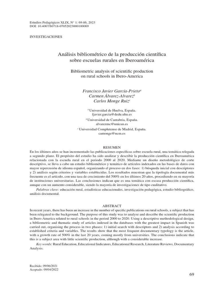 Análisis Bibliométrico de Escuelas Rurales | PDF | Maestros | Plan de ...
