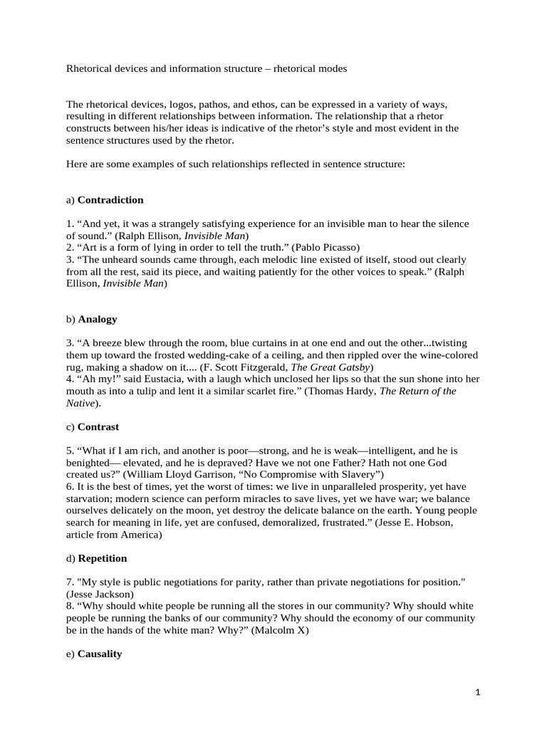 Rhetorical Devices and Sentence Structure | PDF