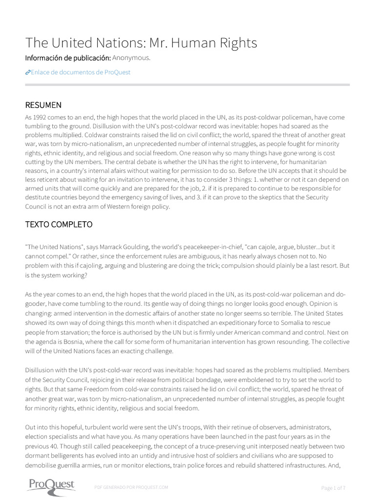 UN's Role in Human Rights Interventions | PDF | United Nations ...