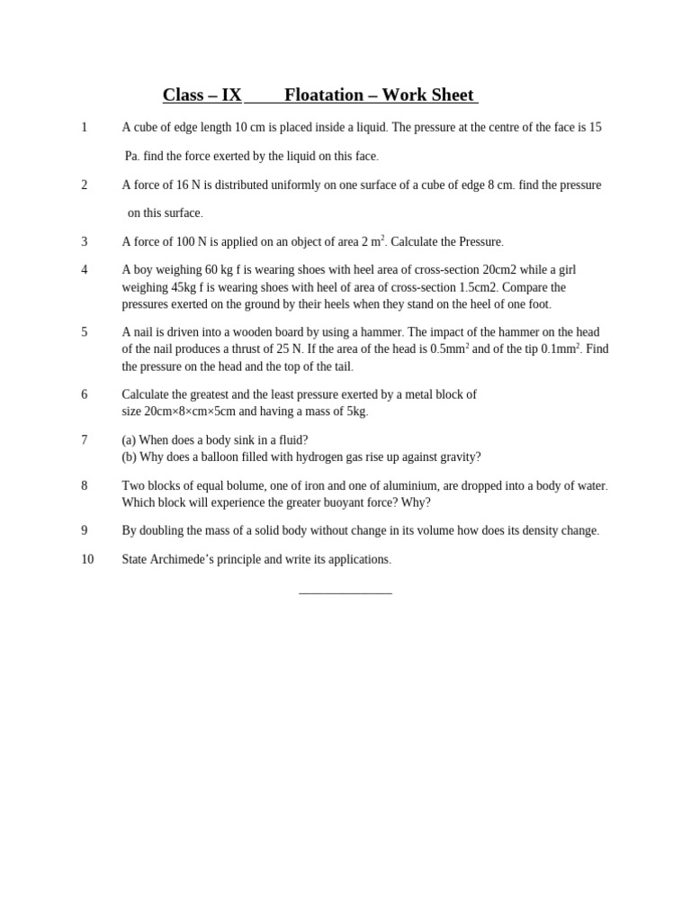 Floatation Concepts and Pressure Calculations | PDF