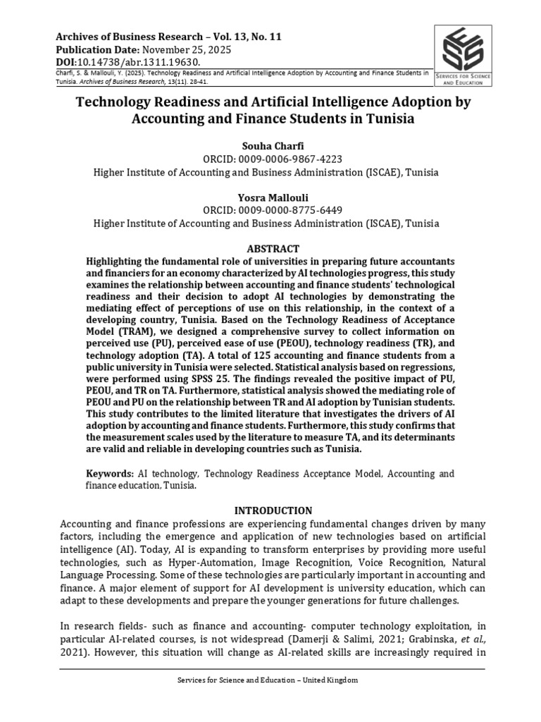 AI Adoption in Tunisian Finance Education | PDF | Artificial ...