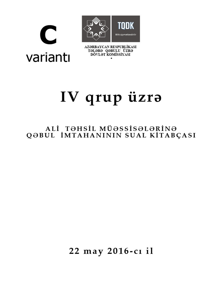 Variantı: IV Qrup Üzrə | PDF