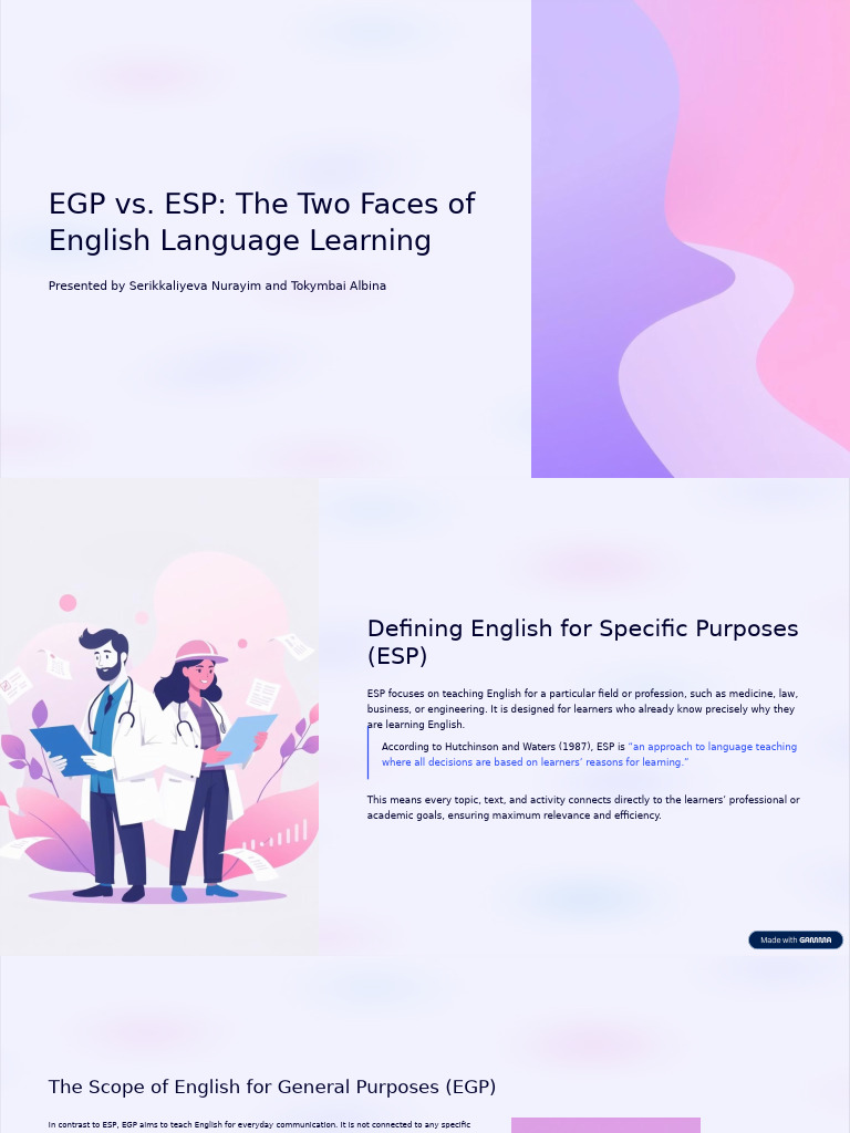EGP vs. ESP: English Learning Approaches | PDF | Learning | English ...