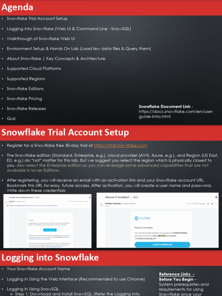 Snowflake Trial Account Setup Guide | PDF | Cloud Computing | Databases