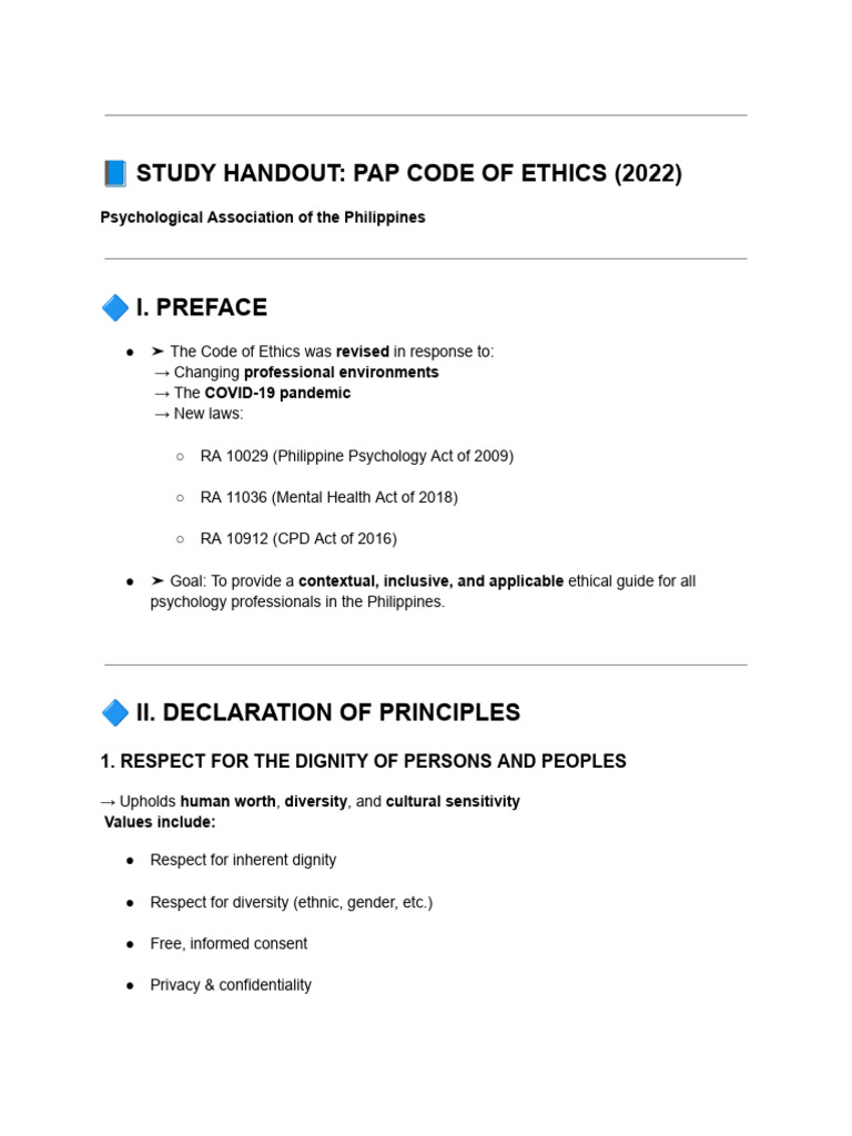 PAP Code of Ethics Overview 2022 | PDF | Psychology | Informed Consent