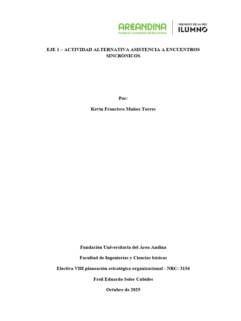 Actividad Alternativa Eje 1 Planeacion Estrategica Orgaizacional | PDF ...