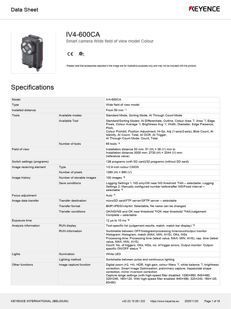 IV4-600CA Smart Camera Data Sheet | PDF | Electronics | Computer ...