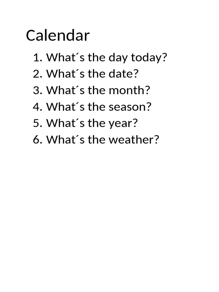 Calendar Questions | PDF