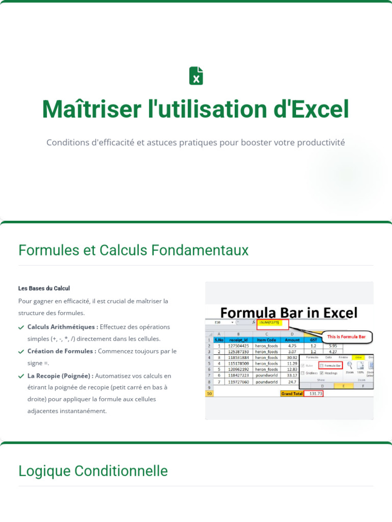 Maîtriser Excel : Formules et Astuces | PDF | Microsoft Excel ...