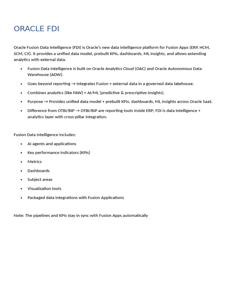 Oracle Fusion Data Intelligence Overview | PDF | Analytics | Cloud ...