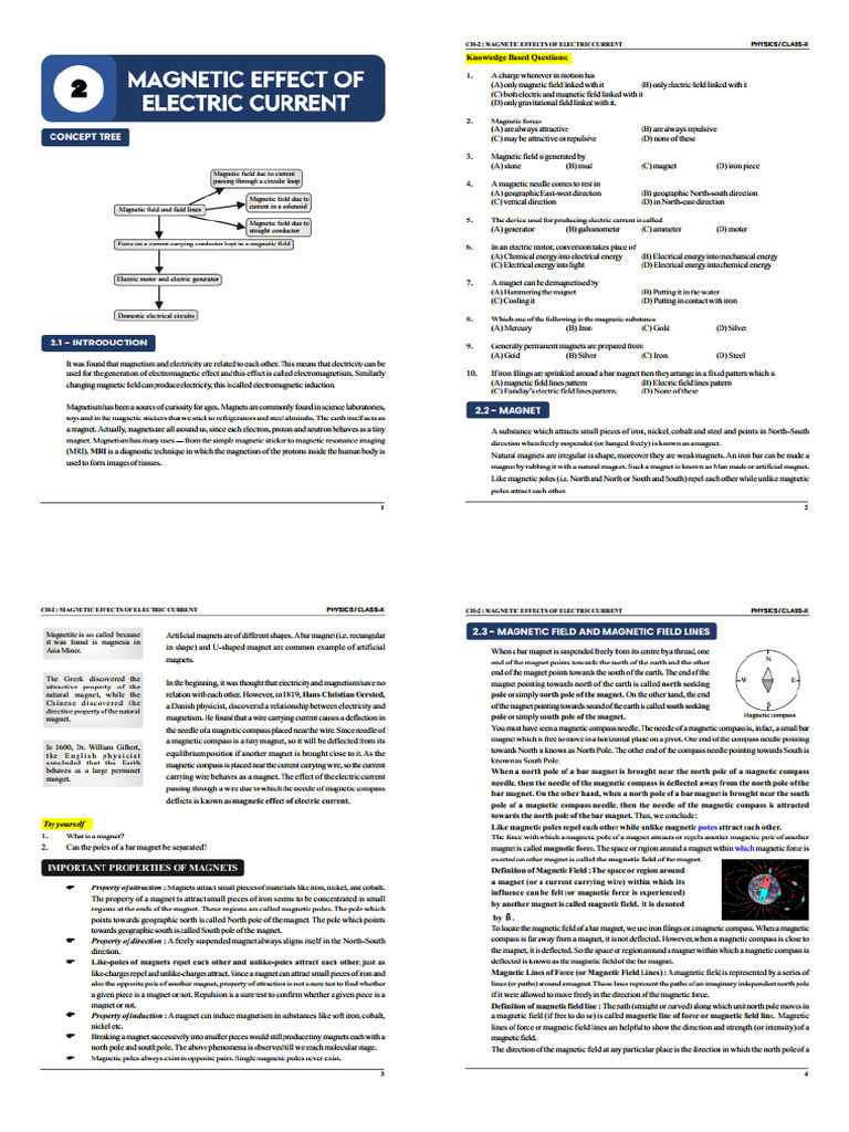 Physics - Magnetic Effect of Current | PDF