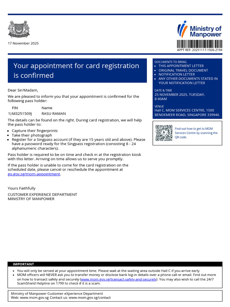 RASU RAMAN Appointment | PDF | Access Control