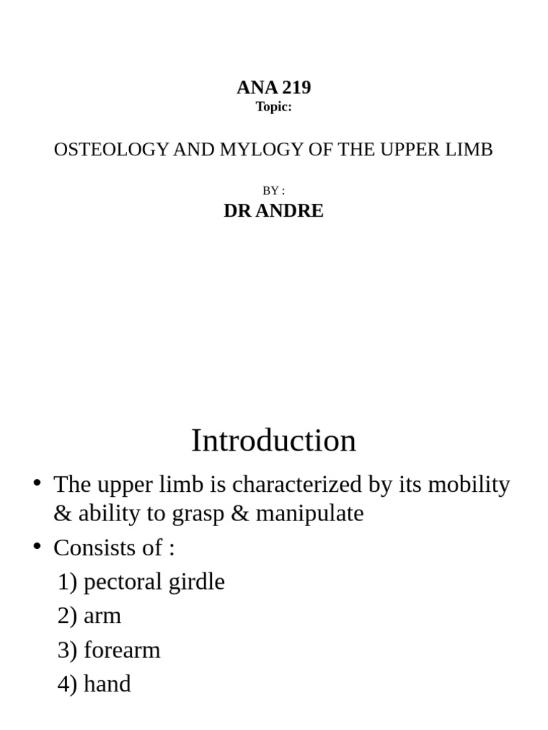 Upper Limb Osteology and Myology Guide | PDF | Musculoskeletal System ...