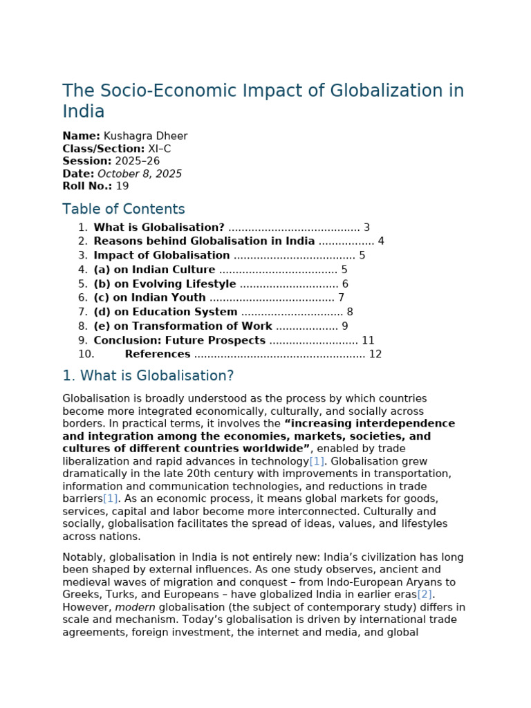 Globalization's Impact on India's Economy | PDF | Globalization | Economies