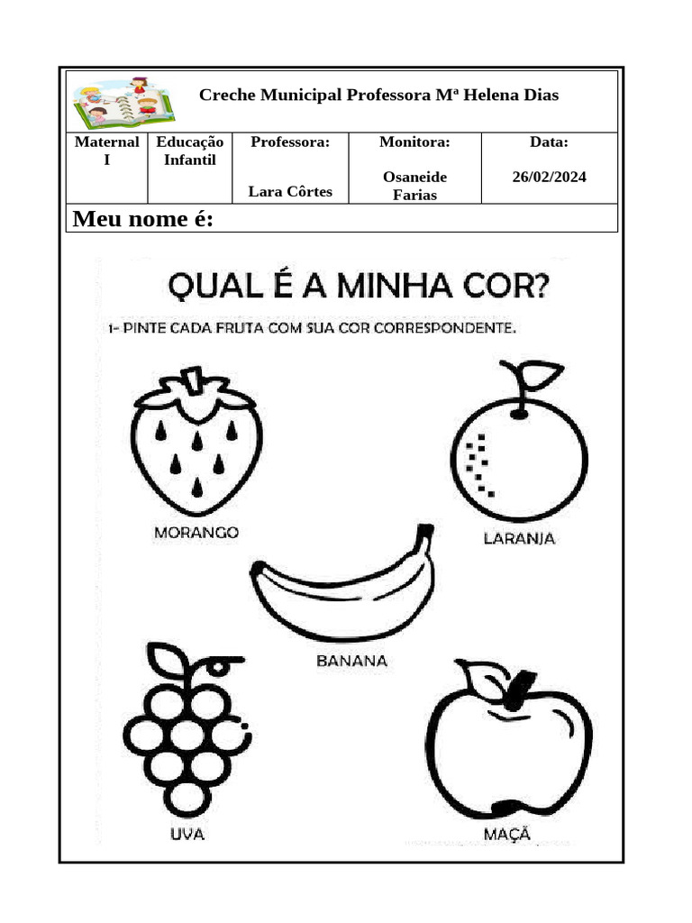 Creche Municipal Mª Helena Dias - Maternal I | PDF