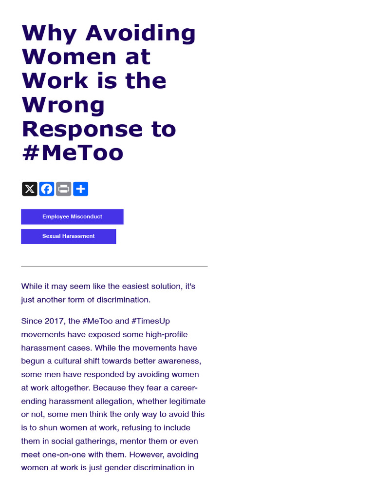 Why Avoiding Women at Work Is The Wrong Response To #MeToo | PDF ...