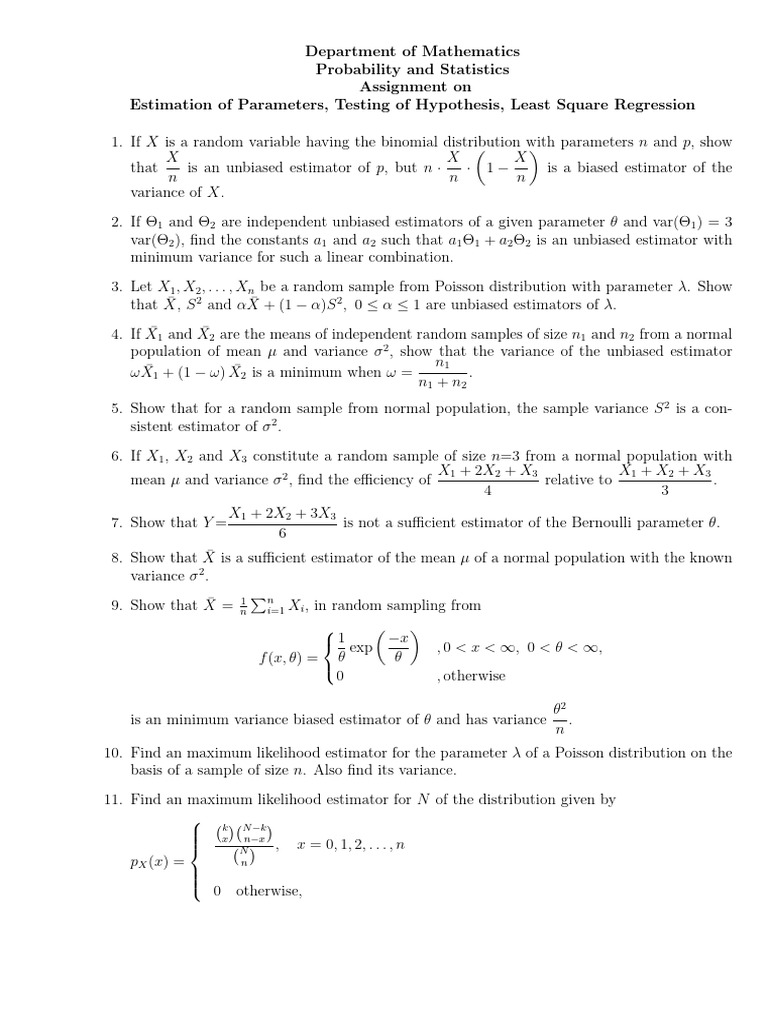 Parameter Estimation and Hypothesis Testing | PDF | Bias Of An ...
