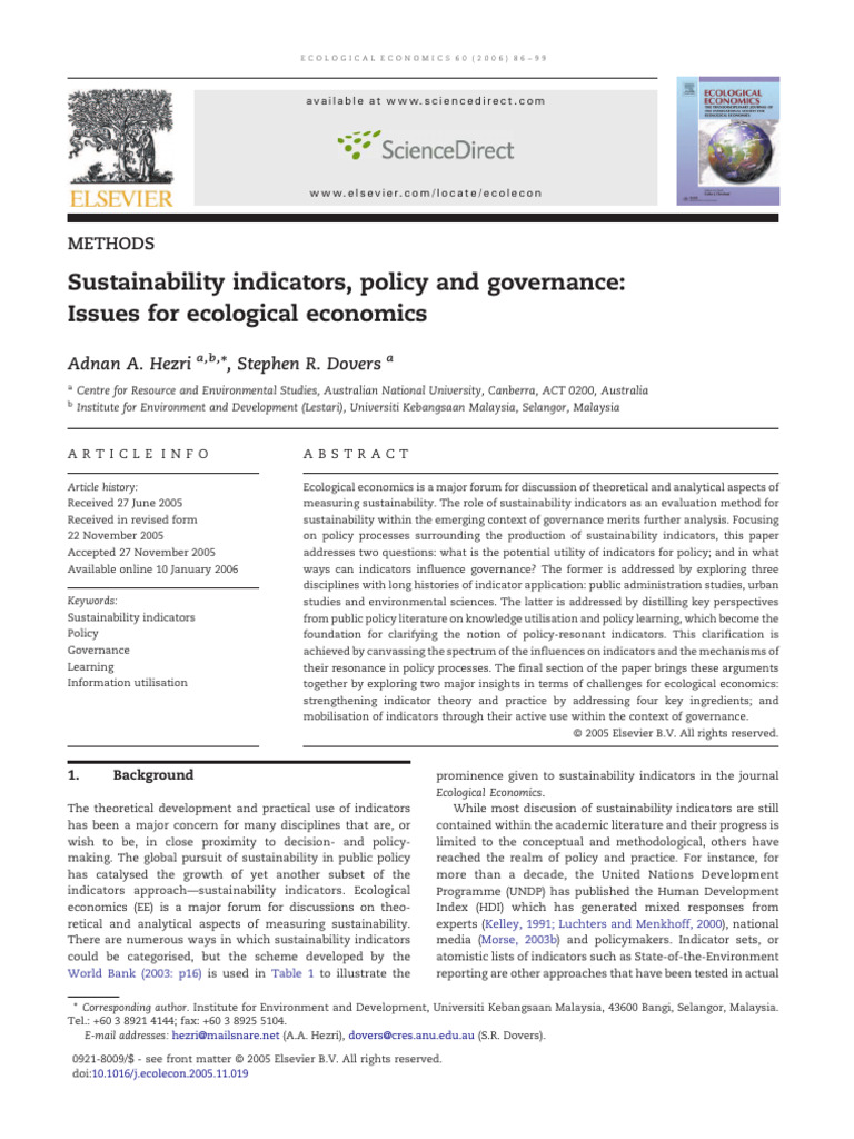 Sustainability Indicators Policy and Gov | PDF | Sustainability ...
