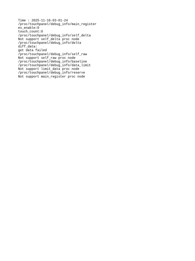 Touchpanel Debug Info Report | PDF