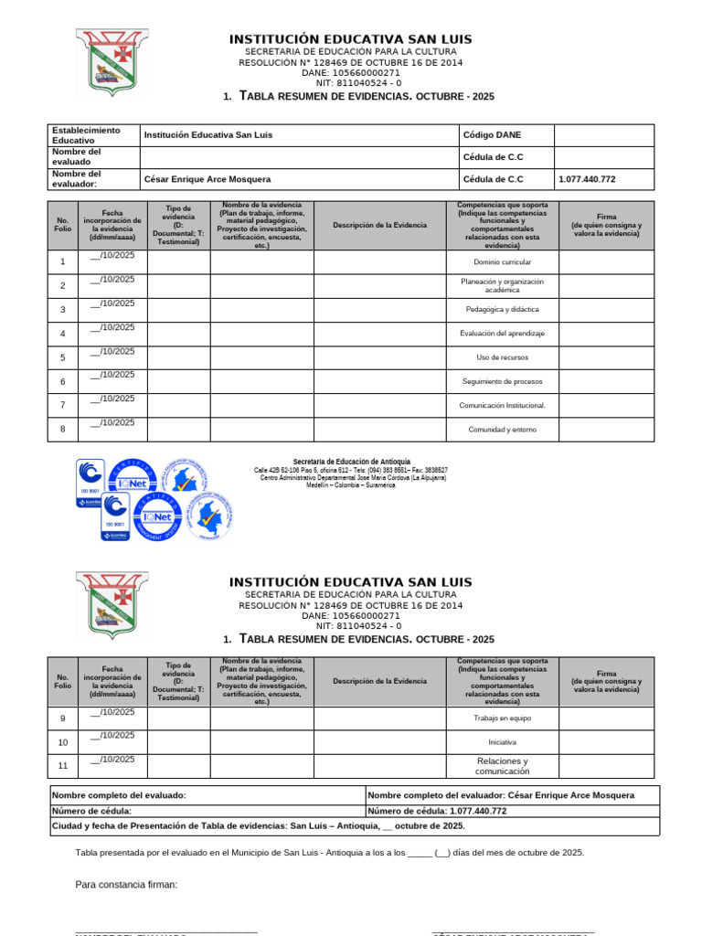 Tabla de Evidencias Educativas 2025 | PDF | Cognición | Teoría de la ...