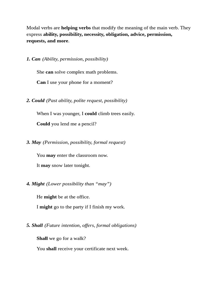 Modal Verbs | PDF | Verb | Linguistics