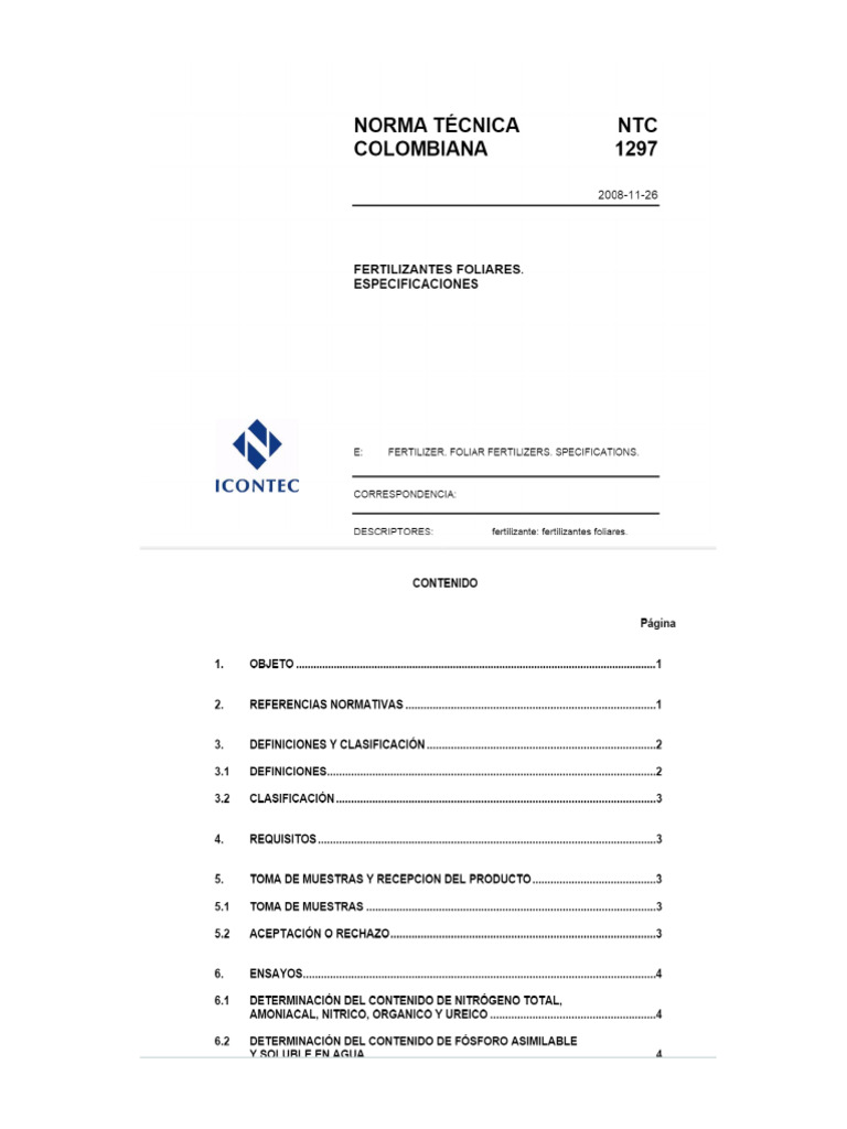 NTC 1297 - Foliares | PDF