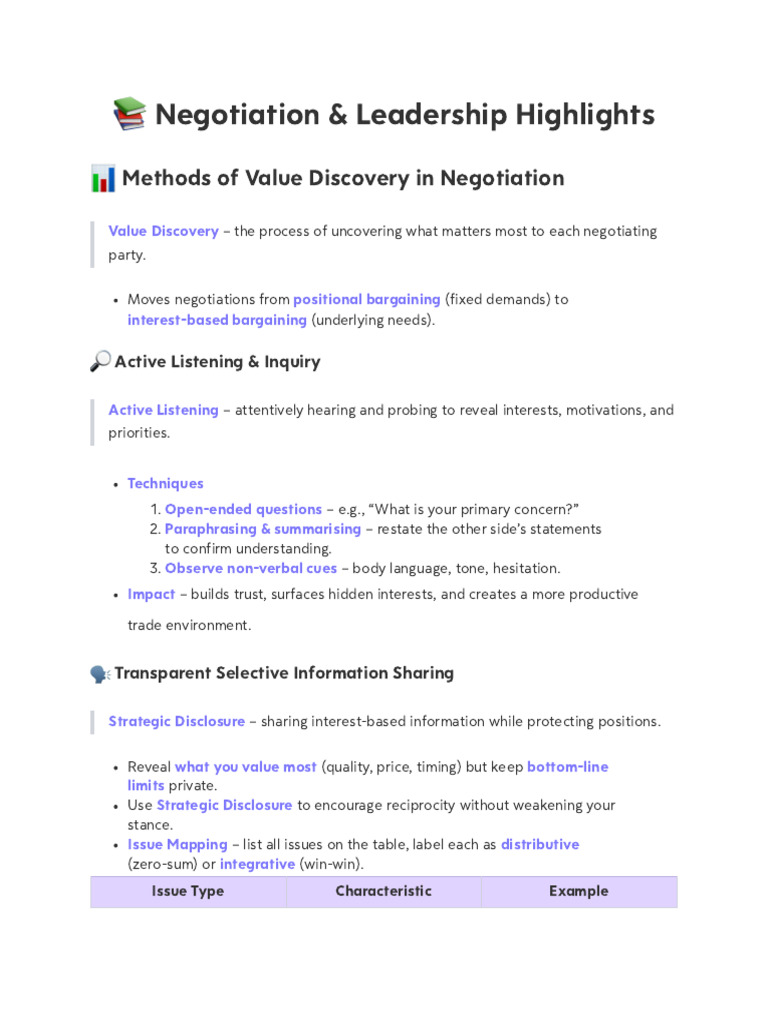 Negotiation Strategies for Value Creation | PDF | Negotiation | Social ...