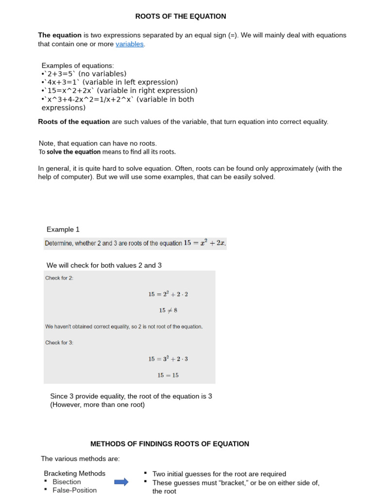Methods for Finding Equation Roots | PDF | Computational Science ...