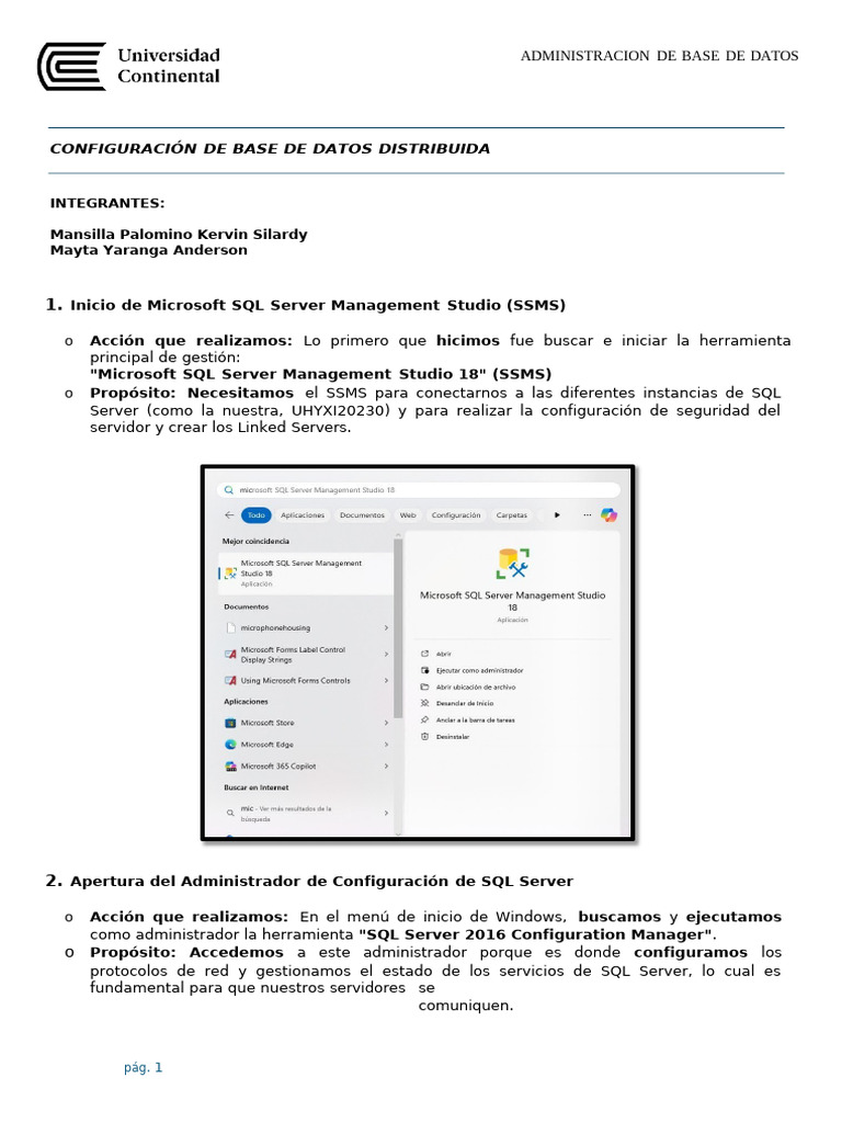 Configuración de Base de Datos Distribuida | PDF | Servidor SQL de ...