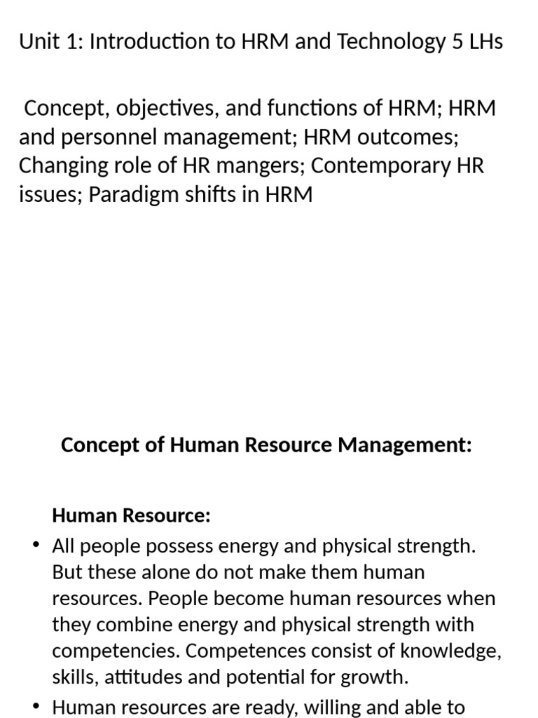 HRM Unit 1 | PDF | Cost Of Living | Human Resource Management