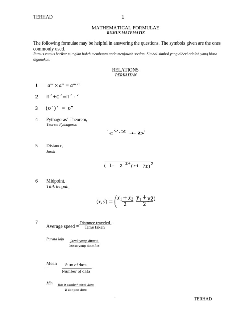 Rumus PT3 | PDF | Area | Elementary Mathematics