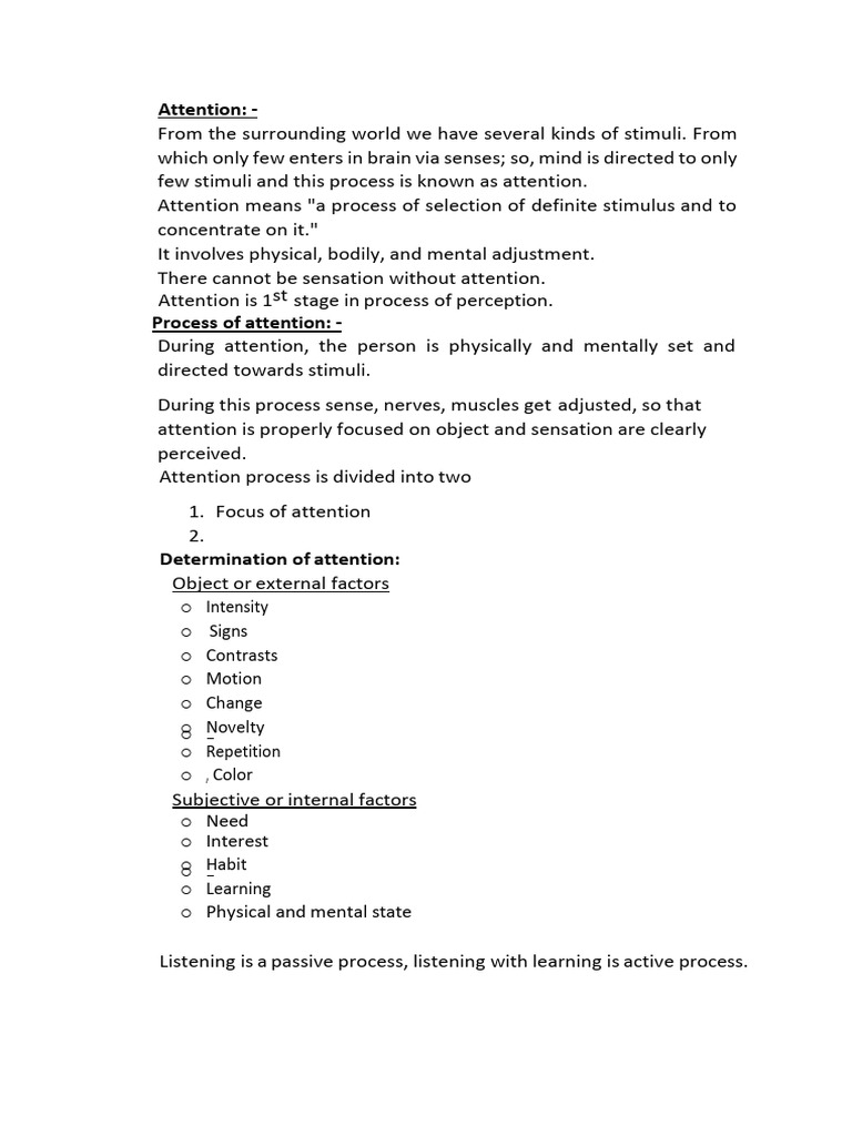 Understanding Attention and Sensation | PDF | Senses | Attention