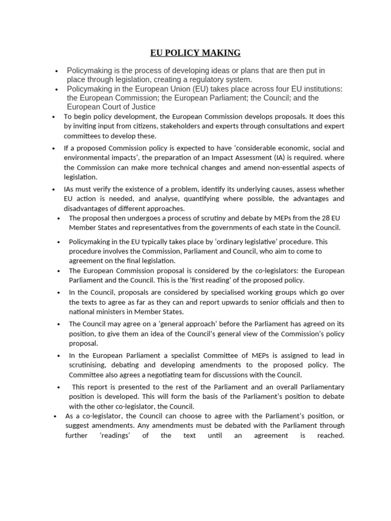 Eu Policy Making | PDF | European Parliament | World Politics