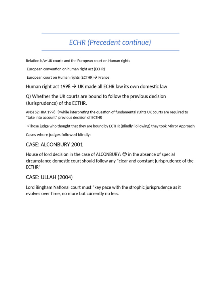 UK Courts and ECHR Jurisprudence | PDF