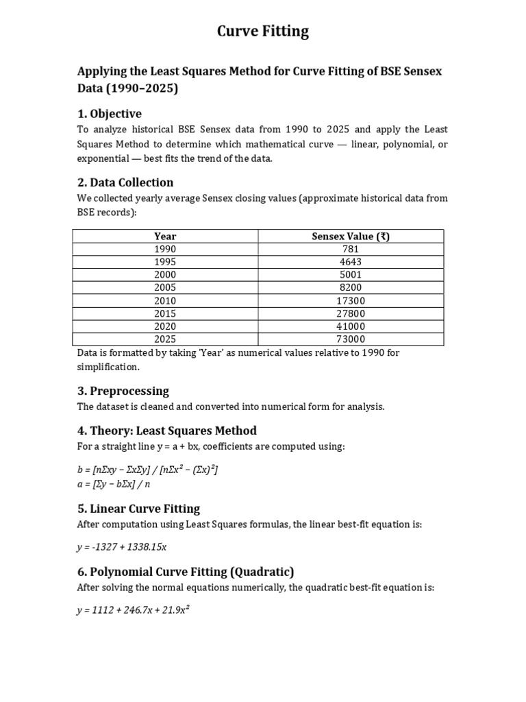 Best Fitting Curve Project | PDF | Least Squares | Equations