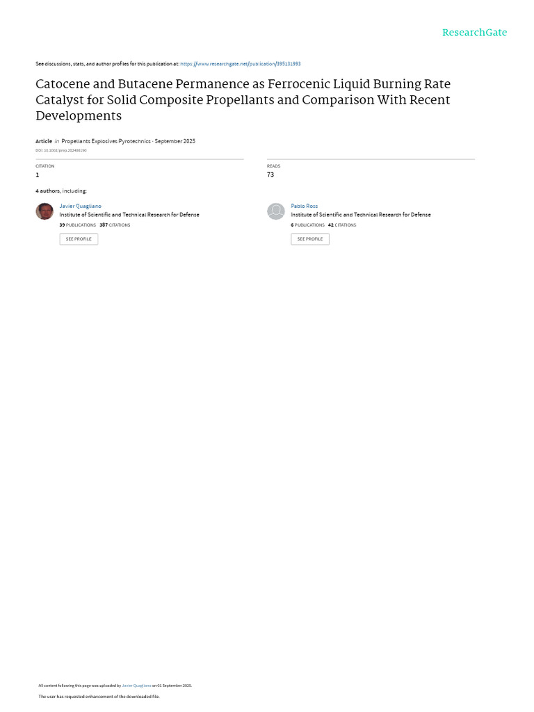 Prep202400190 LRCatoceneandButacene | PDF | Rocket Propellant | Combustion