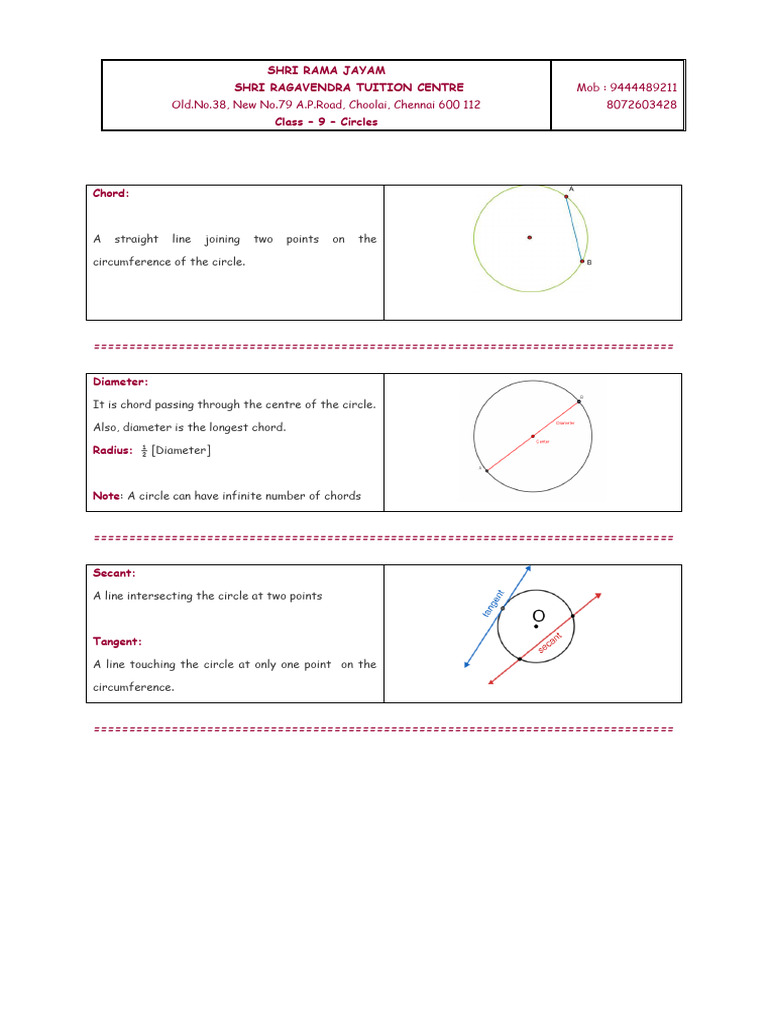 Circle Session 02 04th December | PDF | Circle | Perpendicular