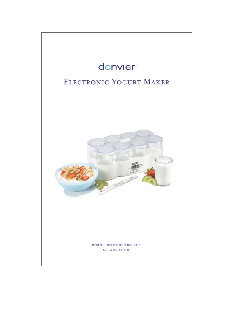 Donvier Yogurt Maker Manual2 PDF