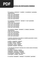 EXERCÍCIO DE PORTUGUÊS FONEMAS