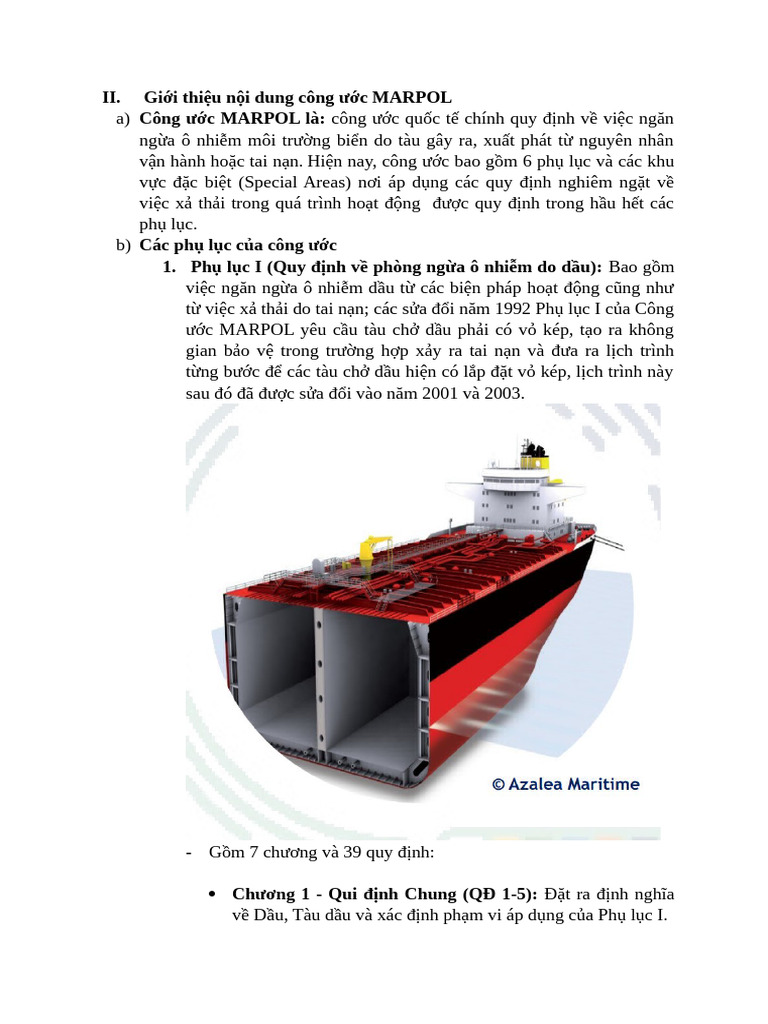 Giới thiệu nội dung công ước MARPOL - phụ lục 1,2 | PDF
