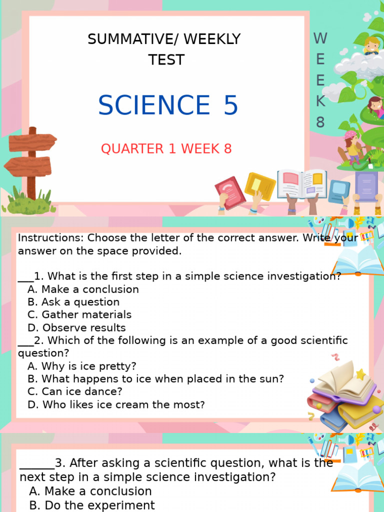 Science Weekly Test: Quarter 1, Week 8 | PDF | Celsius | Kilogram