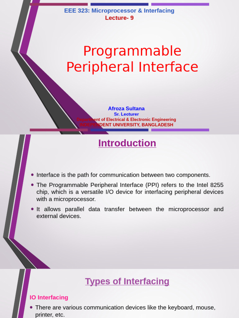 PPI 8255: Microprocessor Interfacing Guide | PDF | Computer Engineering ...
