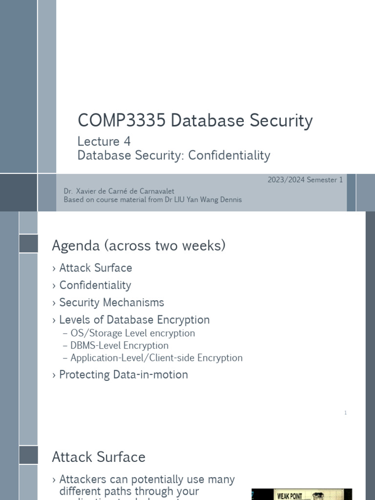 COMP3335 Lecture 04 | PDF | Databases | Encryption