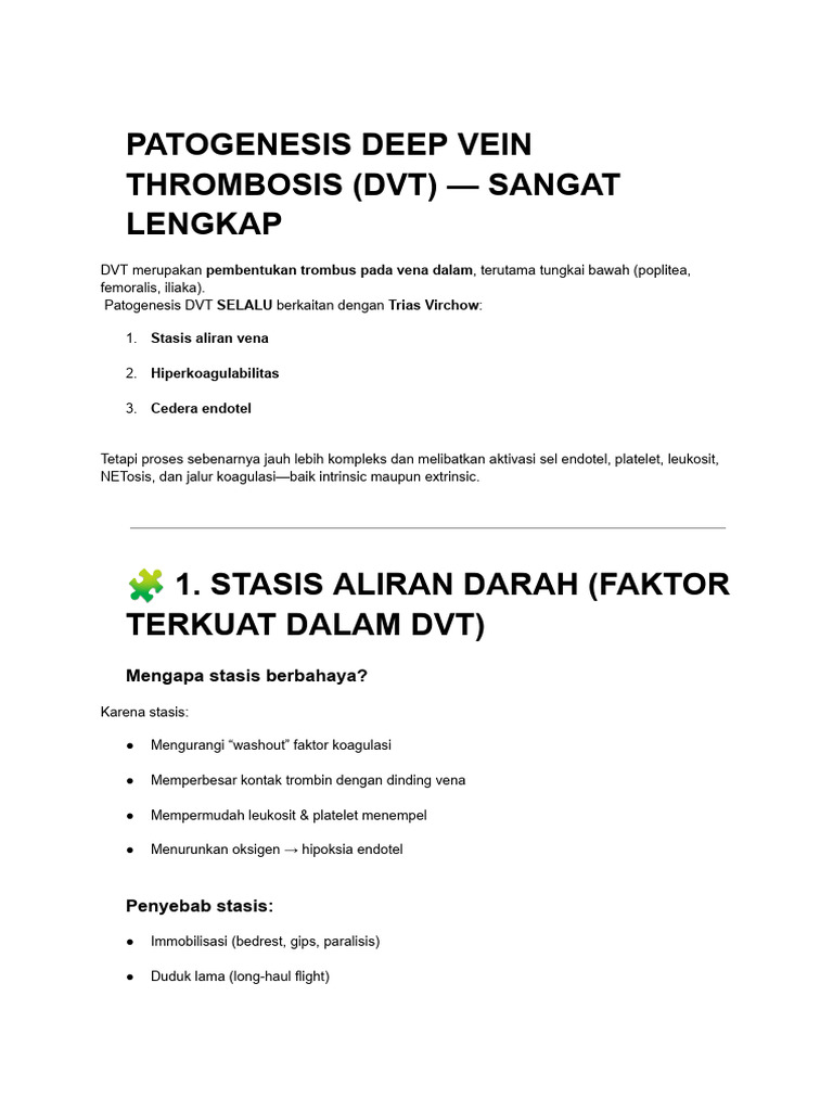 Deep Vein Thrombosis DVT - Trombus Vena Dalam | PDF