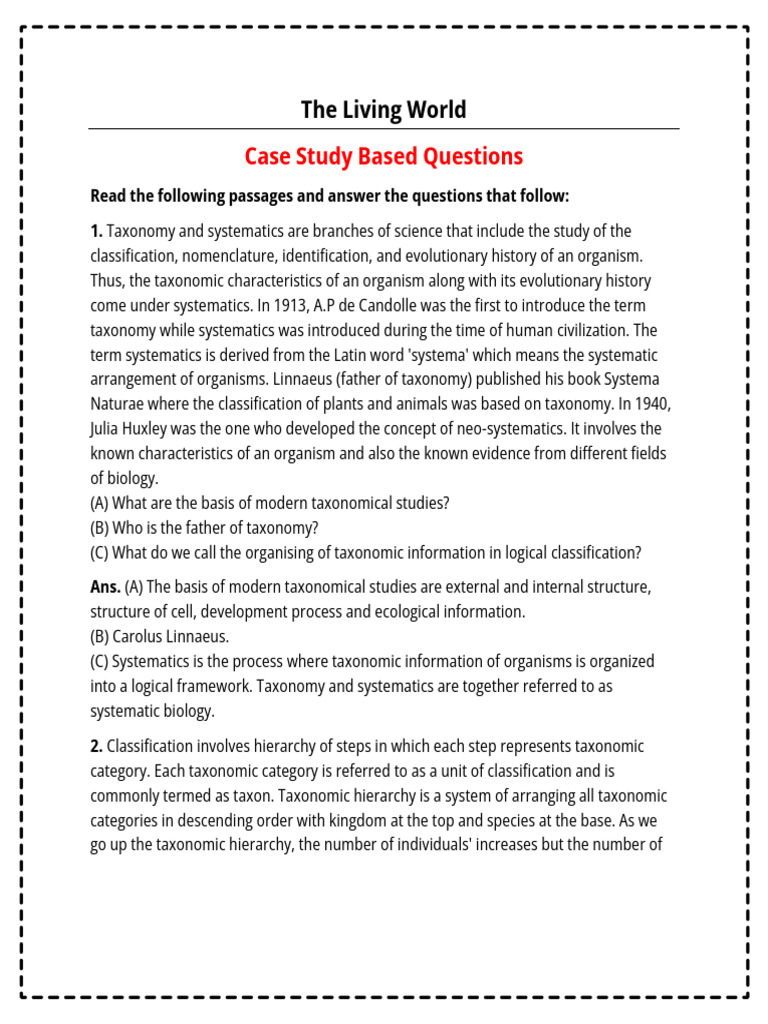 Case Study CH 1 Biology | PDF | Taxonomy (Biology) | Species