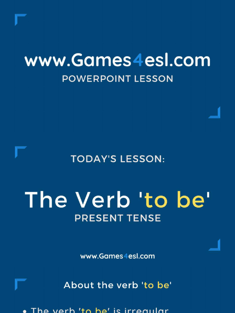 Be Verb Present Tense Form PowerPoint Lesson | PDF