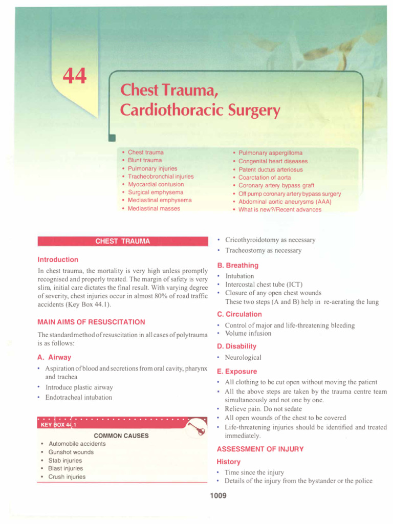 Chest Trauma Management and Treatment Guide | PDF | Thorax | Lung