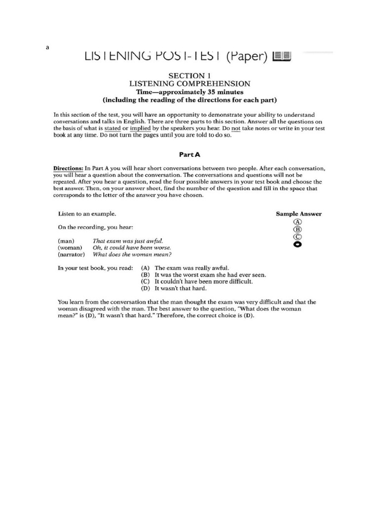 Listening Post Test | PDF