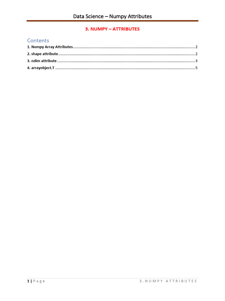 3. Numpy - Attributes | PDF | Computer Programming
