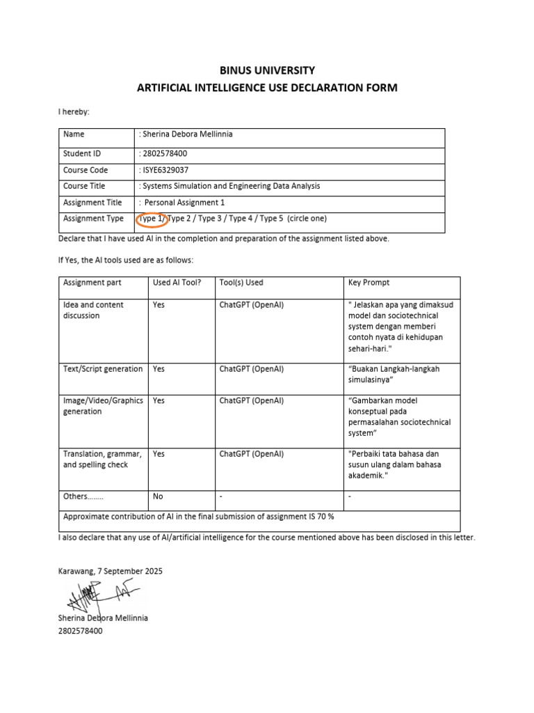 AI Use Declaration for Assignment 1 | PDF | Artificial Intelligence ...